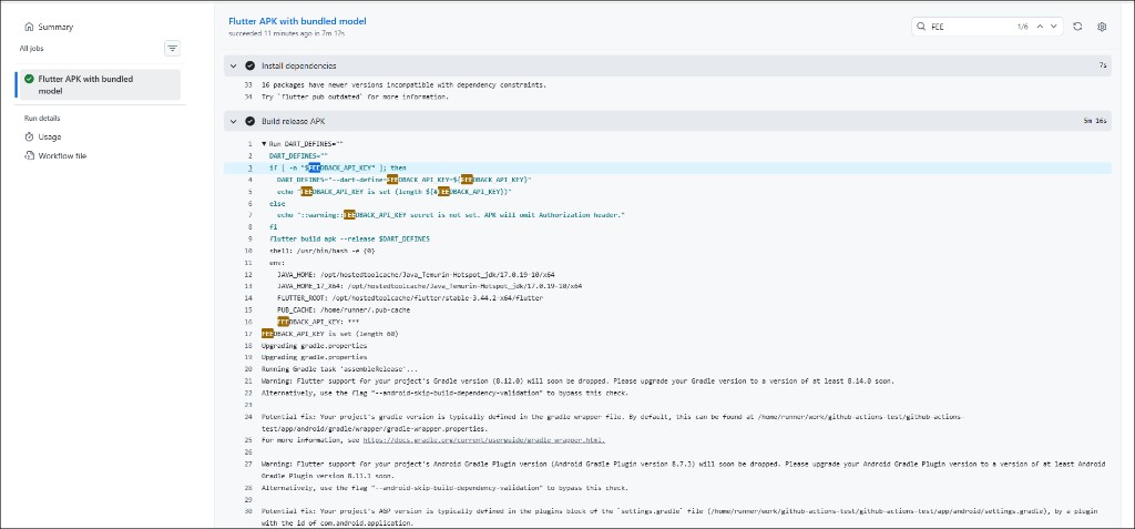 Build release APK — FEEDBACK_API_KEY is set